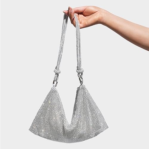 SweetV Sparkly Rhinestone Purse: Silver Glitter Handbag for Weddings, Prom, and Parties - Image 3